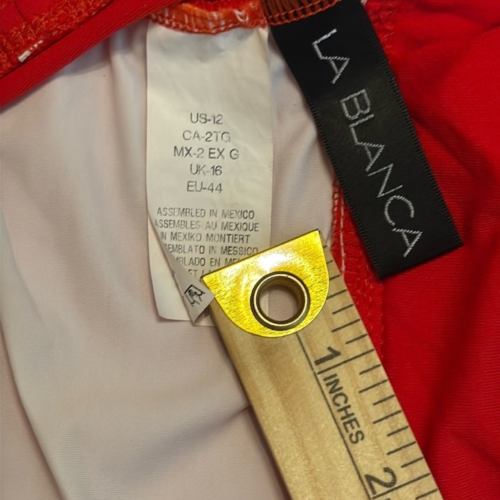 La Blanca Island Goddess Multi Strap Cross-Back Mio in Cherry Red Size 12 - Picture 11 of 14
